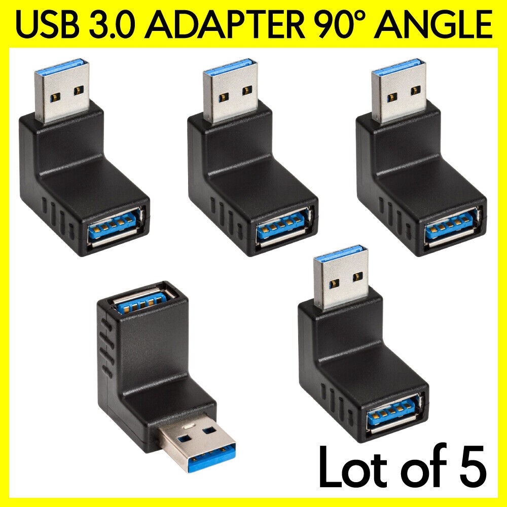 5PCS USB 3.0 90 Degree Adapter A Male to Female Right Angle Connector Converter