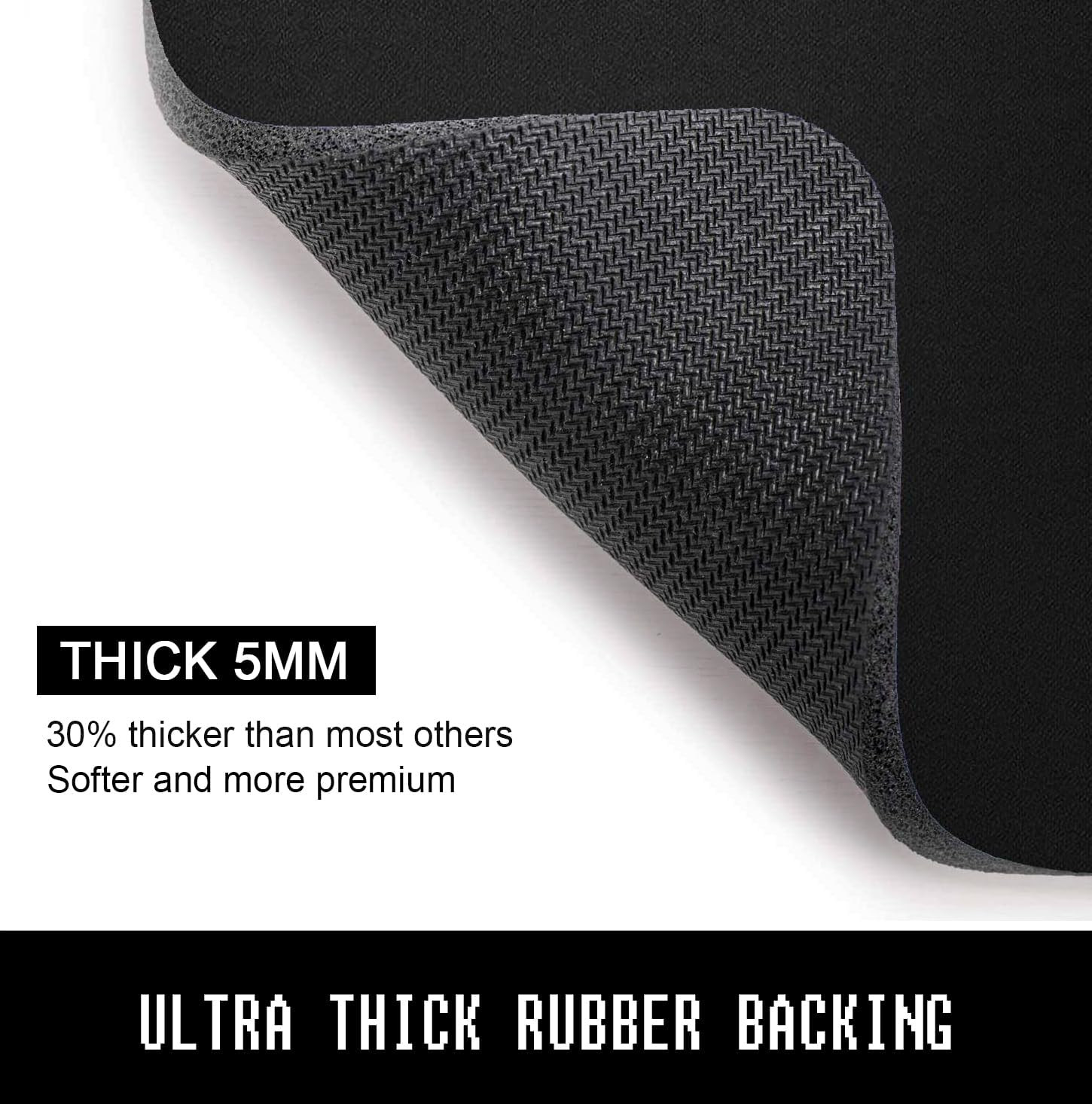 Square Mouse Pad 5mm Thick Anti Slip Computer Mat Stitched Edge 8×10 Black