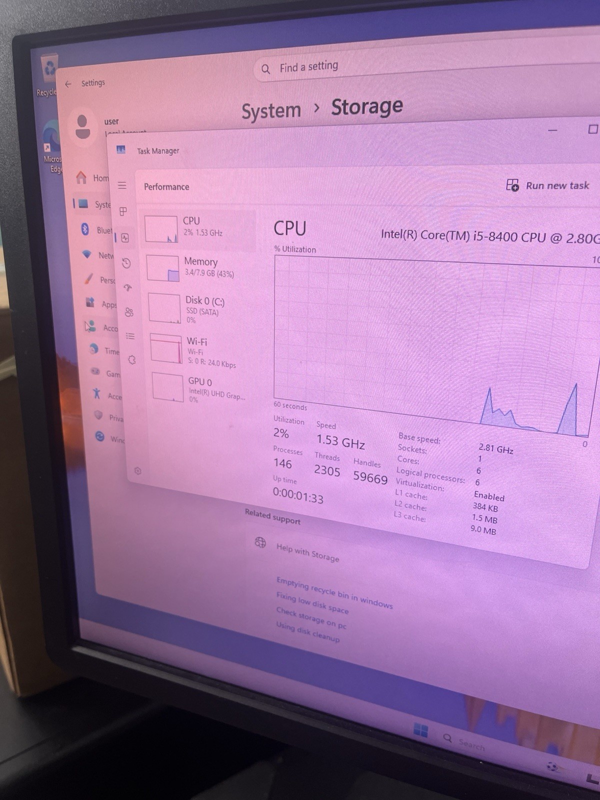 Lenovo ThinkCentre M720s Used SFF i5 8th Gen , 128GB NVMe, 8GB RAM