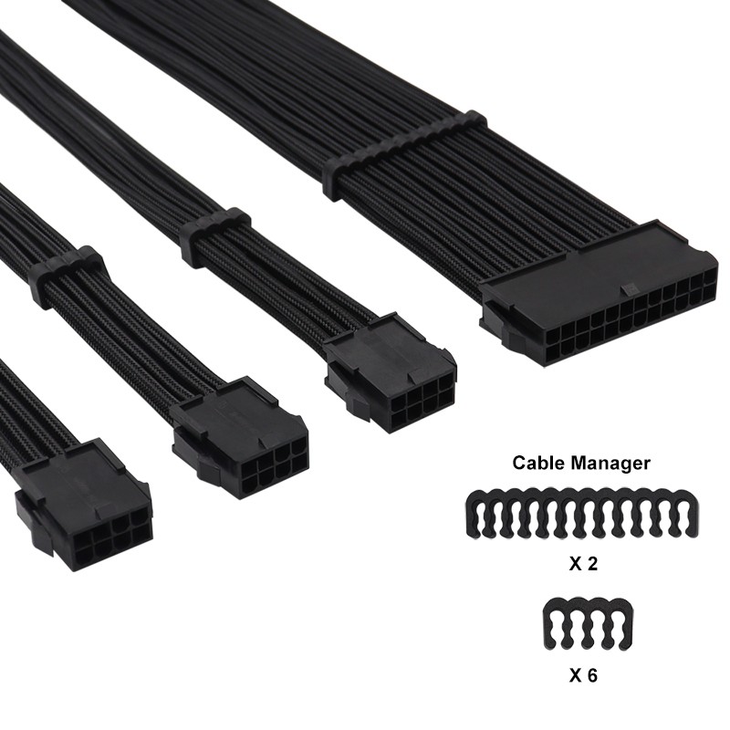 PSU Cable Extension Kit 32CM with Cable Combs 24Pin/8Pin(4+4) /8Pin(6P+2P)