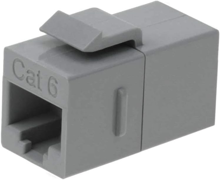 Cat6 RJ45 F/F Ethernet Coupler Joiner Snap-In Jack Keystone Wall Plate Gray