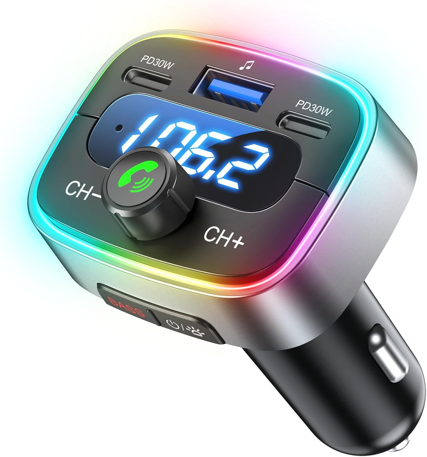 Bluetooth 5.4 Car Adapter 60W Charging USB Bluetooth Adapter for Car,Wireless Fm