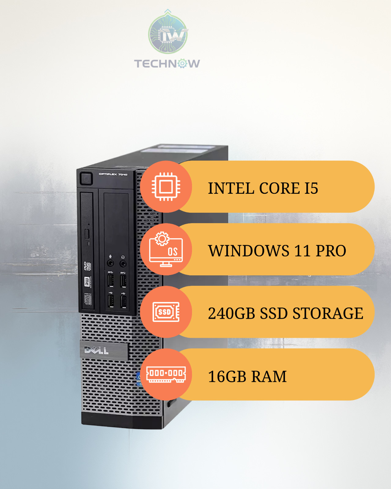 Dell OptiPlex 7010 Desktop SFF Core i5 16GB Ram 240GB SSD Wi-Fi Windows 11 Pro