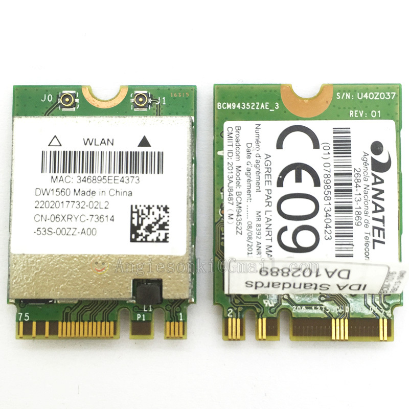 Broadcom BCM94352Z DW1560 6XRYC 802.11 AC 867 Mbps Bluetooth 4.0 WIFI WLAN Card