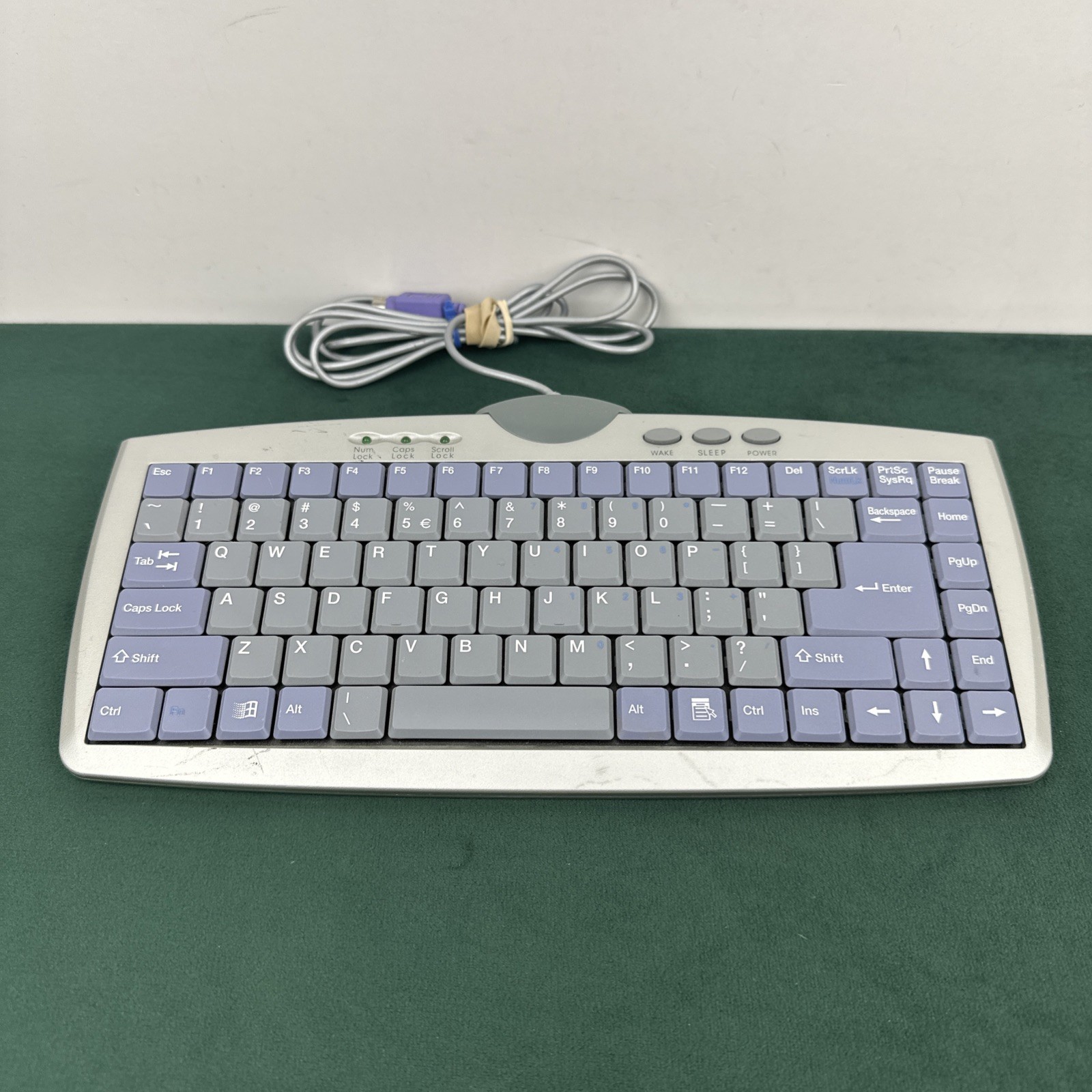 Zippy WK-610 Wired PS/2 Keyboard Gray Purple Keys Vintage Tested