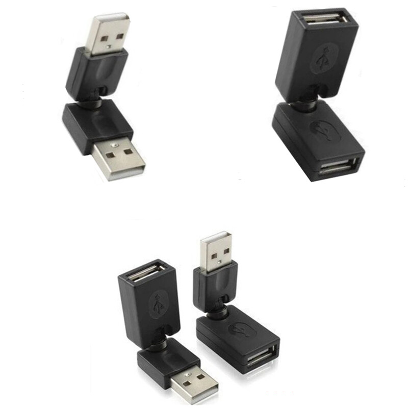 USB 2.0 Male Female 360° Rotation Angle Adapter Connector Charger Extension