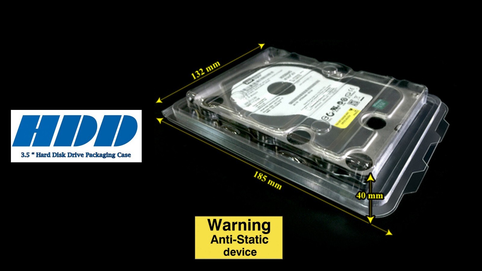 Internal 3.5″ Hard Drive Single Case Clamshell ESD Plastic – Lot of 3 10 30 100