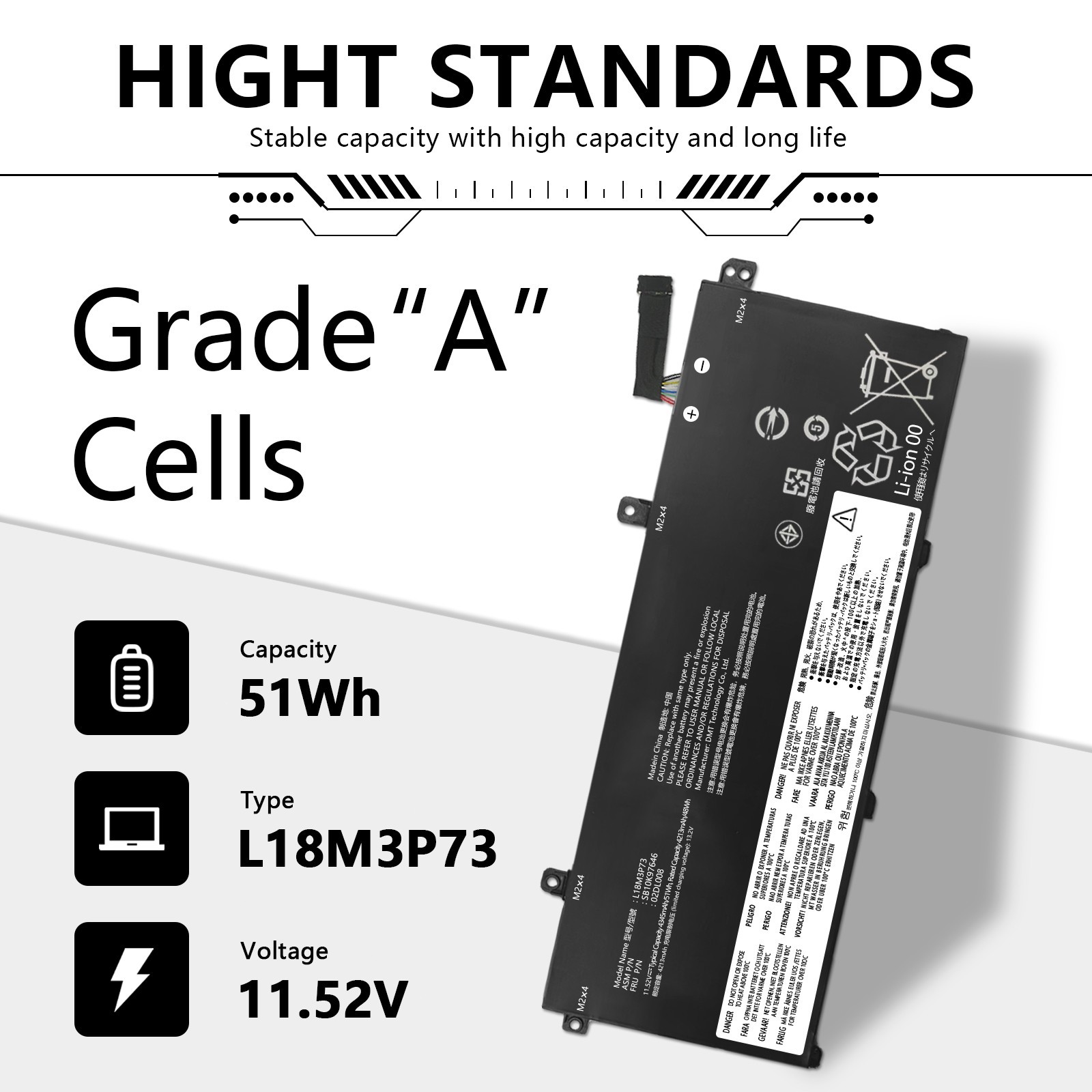 L18M3P73 Battery For Lenovo ThinkPad T490 T495 P14s T14 Gen 1st 2nd Series 51Wh