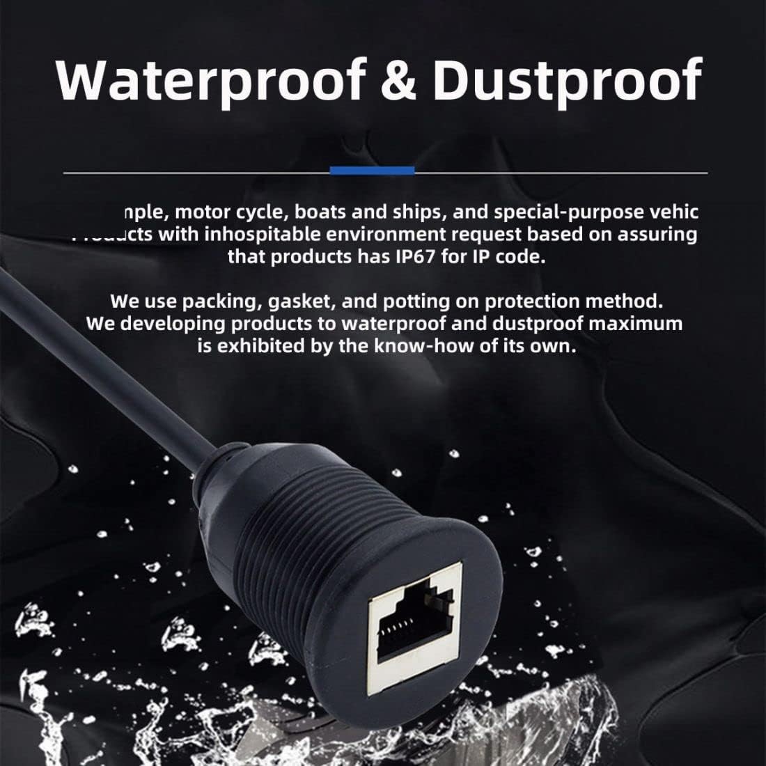 chenyang CAT6 RJ45 Flush Mount Male to Female LAN Ethernet Black Round Type