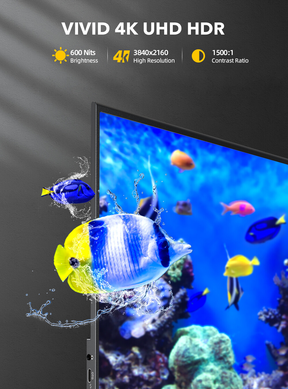 UPERFECT True 4K Portable Monitor 15.6″ 3840*2160 UHD 100% Adobe RGB HDR Screen