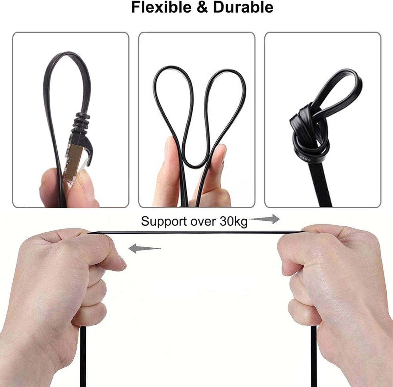 30FT Cat 8 Ethernet Cable – Durable, High-Speed Shielded Network Cord with Clips