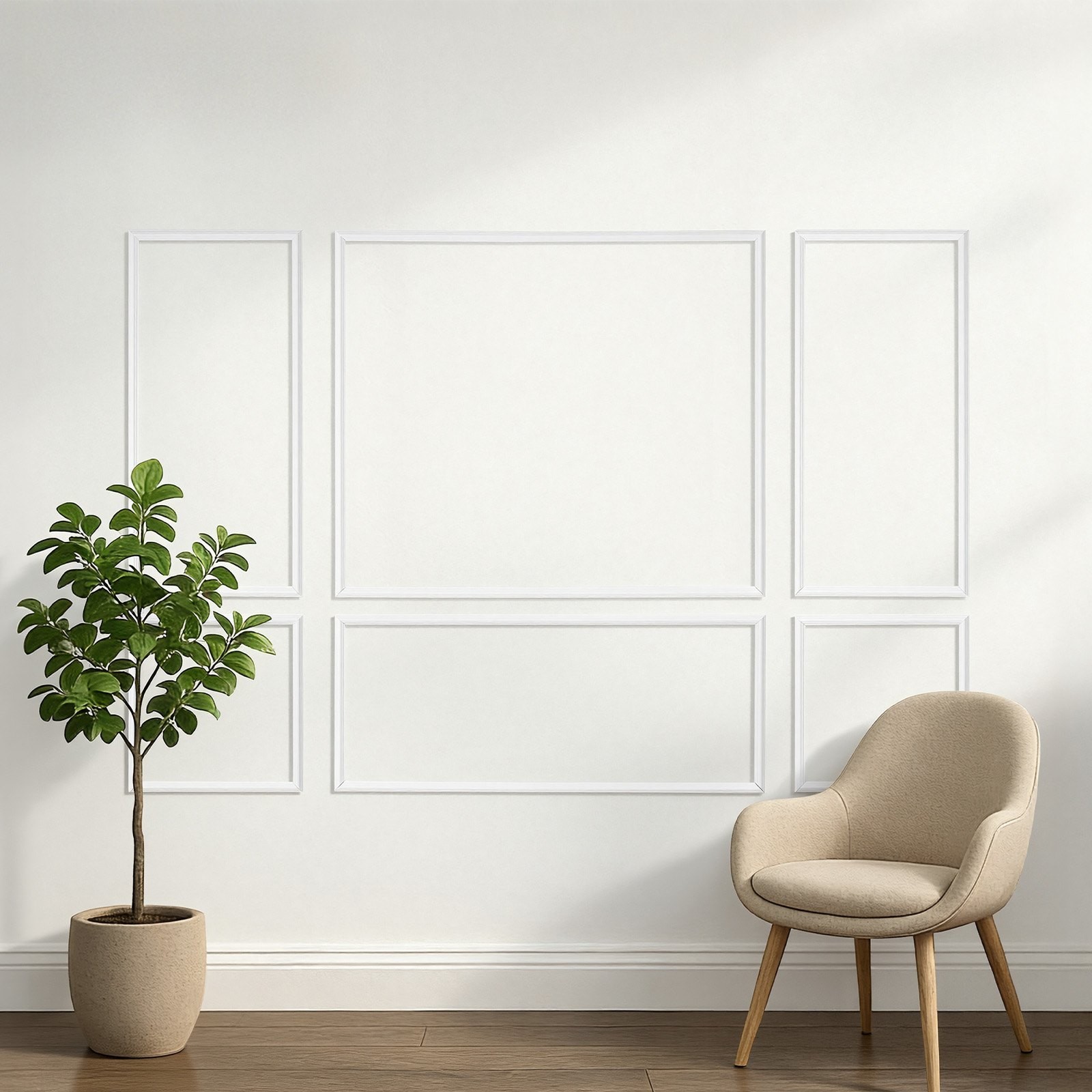Wall Molding 3 Pack, Wainscoting Panels Kit, Lightweight Paintable Polystyrene,