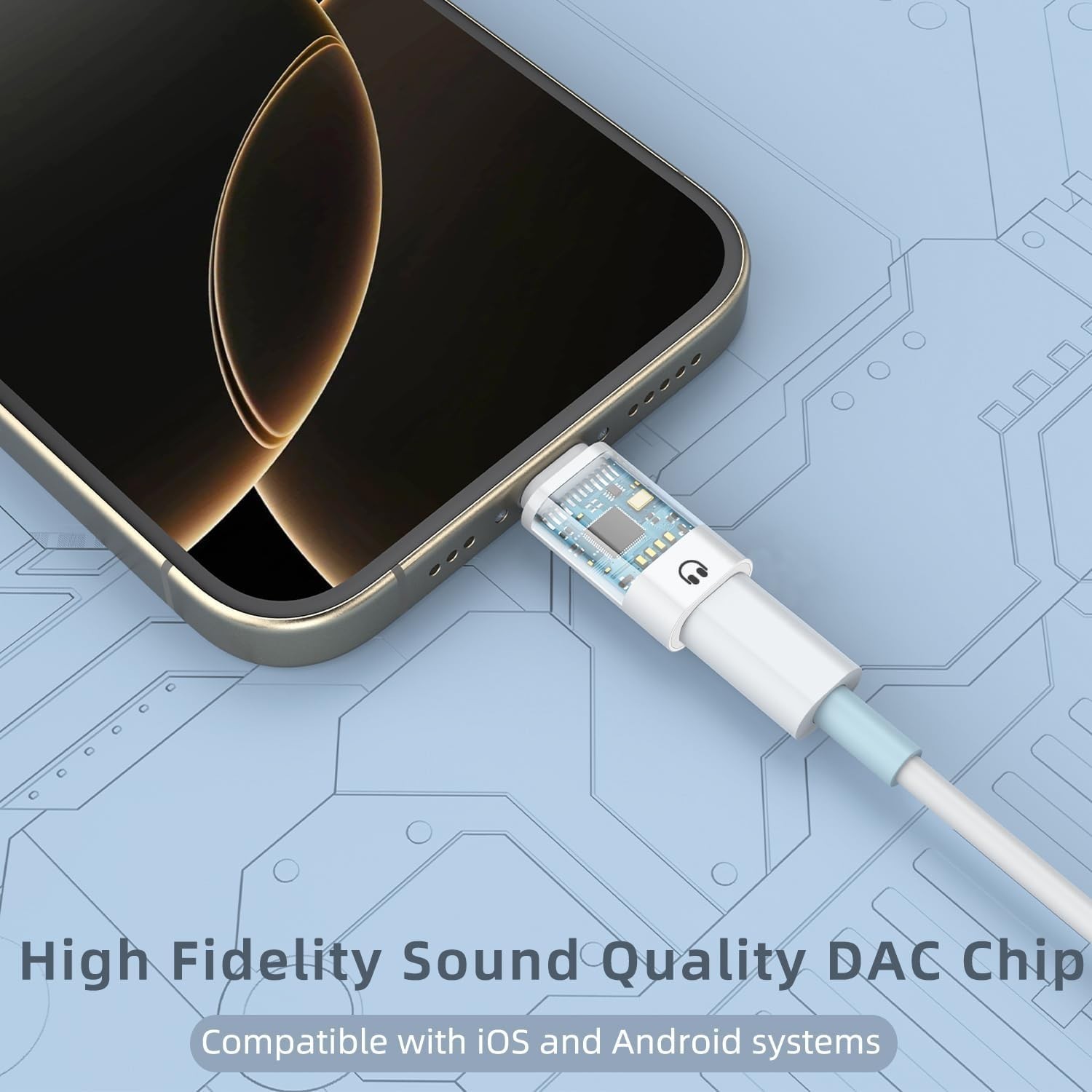 2 Pack USB C to Light-ning Earphone Audio Adapter Converter for iPhone White