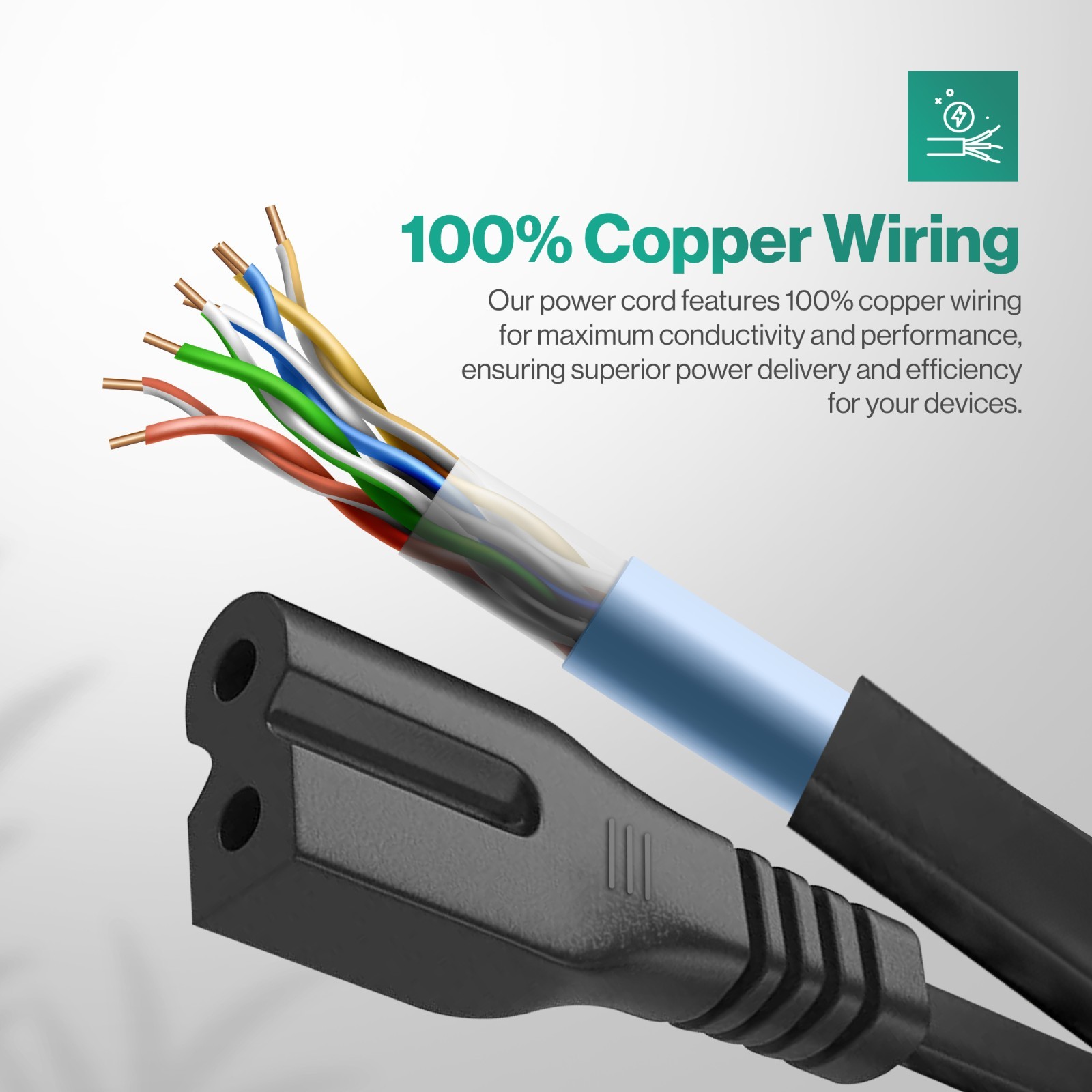 Lot of 1-100 2 Prong AC Polarized Power Cord 125v Cable C7P Connector – 5Ft