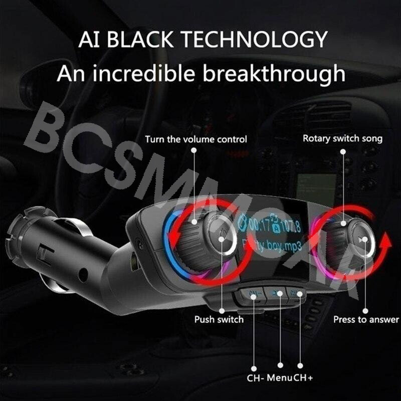 Bluetooth 4.0 FM Transmitter 1.3in LED Screen For Car Wireless Bluetooth FM 2USB