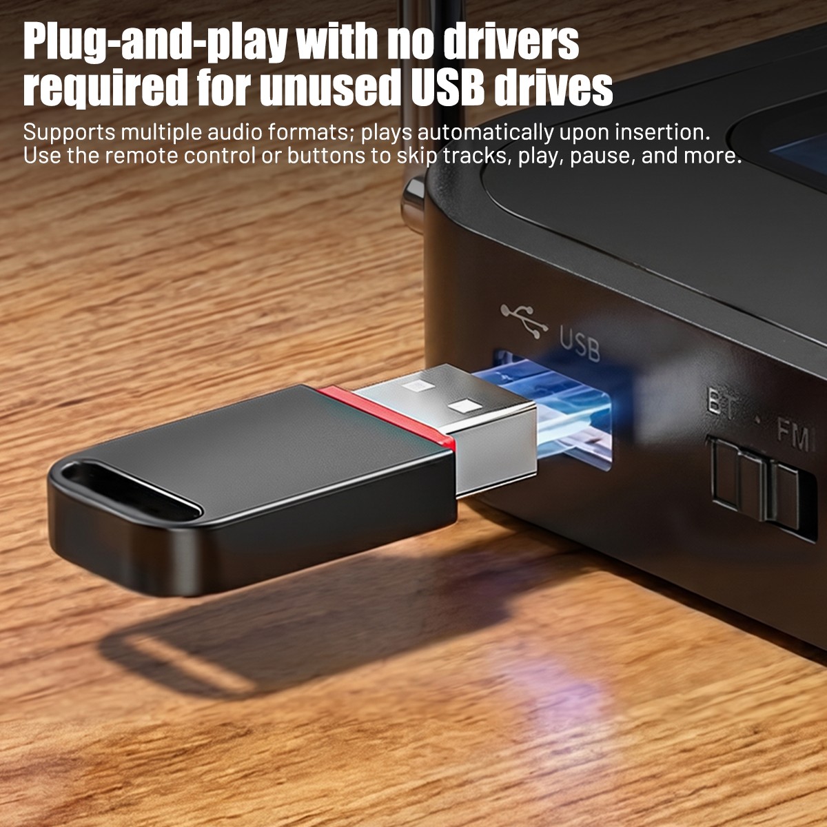 Bluetooth 6.0 Audio Receiver FM Radio 3.5Mm AUX RCA USB/U Disk Bluetooth Adapter