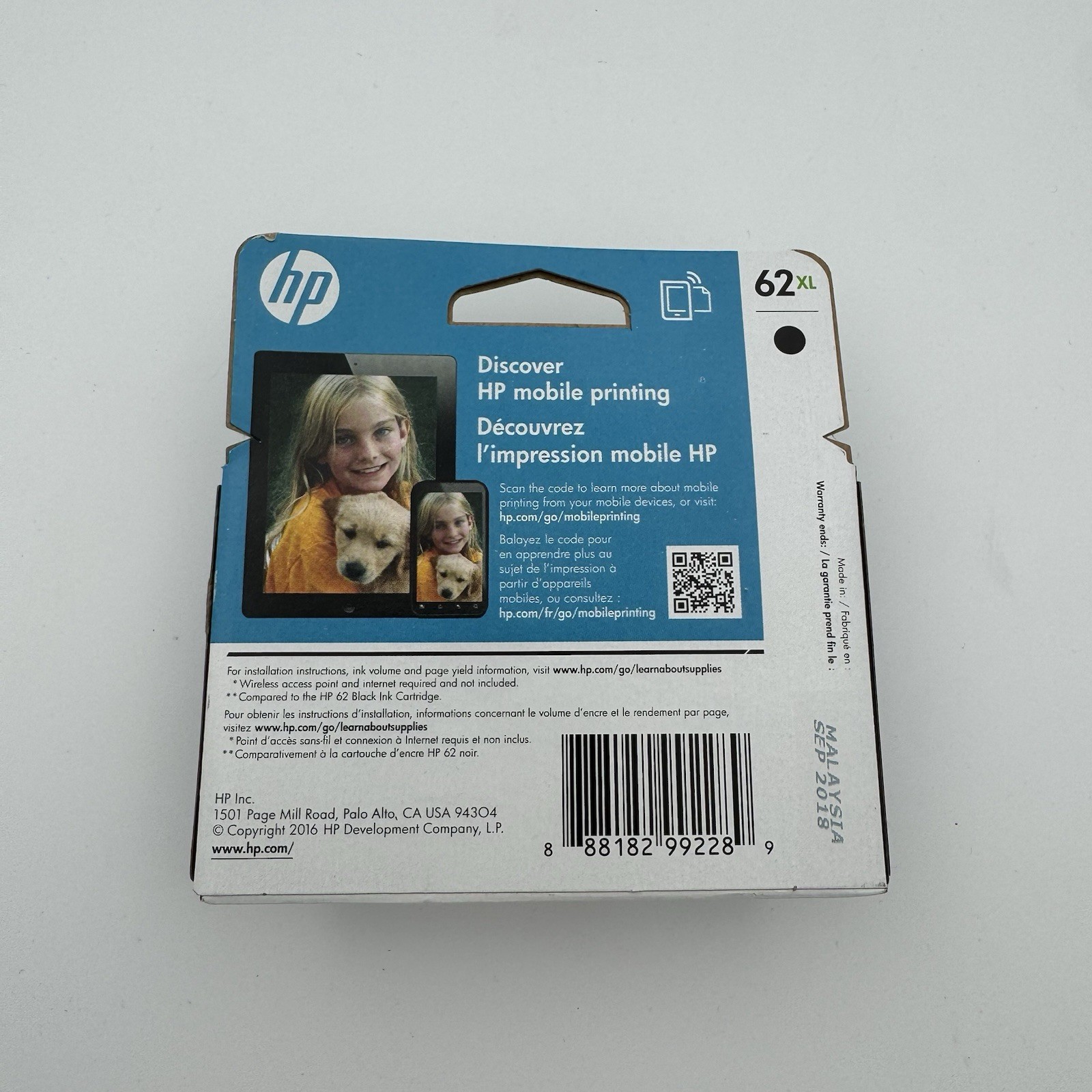 HP 62XL Black Ink Cartridge C2P05AN Printer New Exp: Malaysia Sep 2018