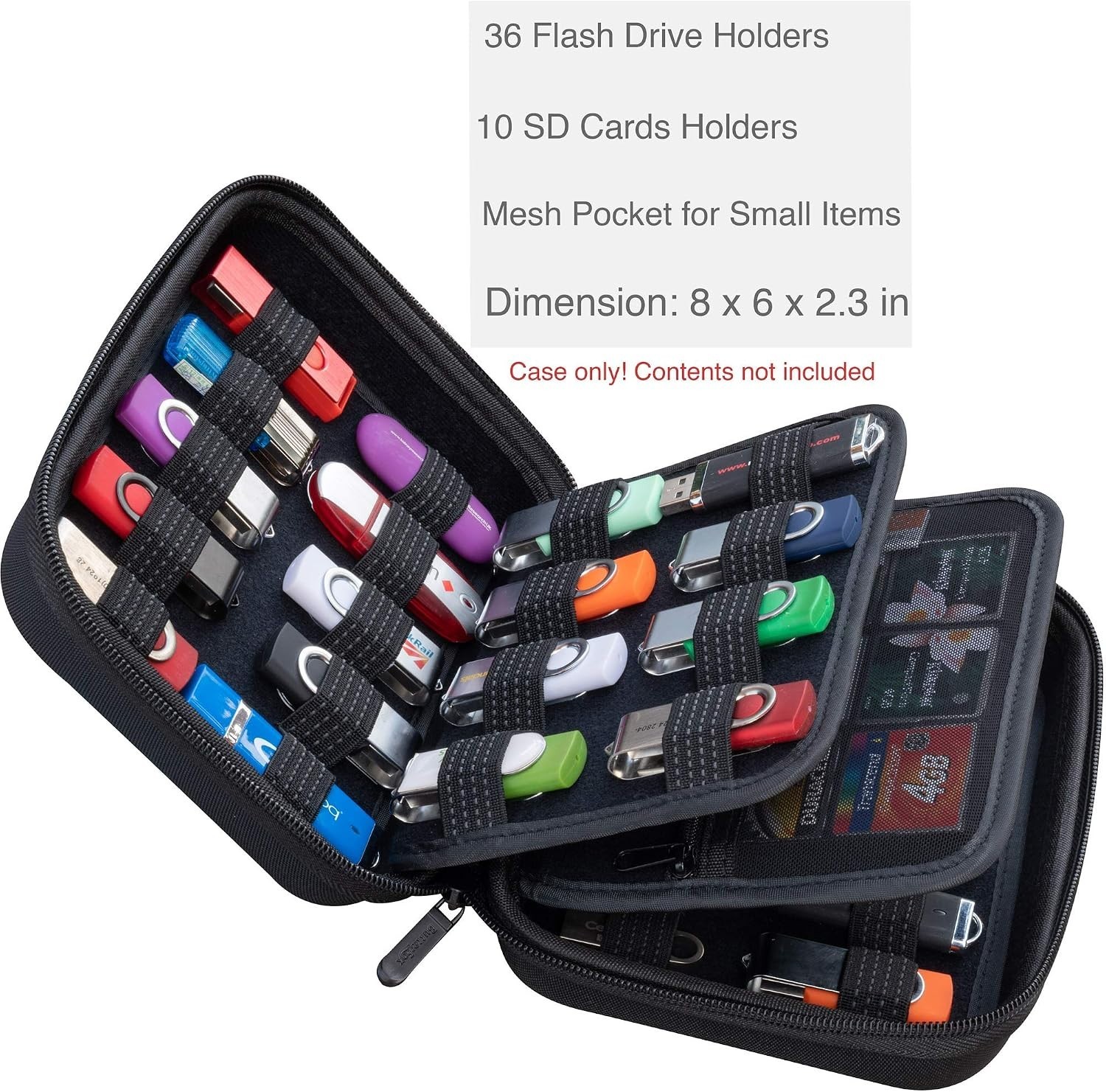 USB and SD Card Storage Holder with Mesh Pocket – Large Capacity