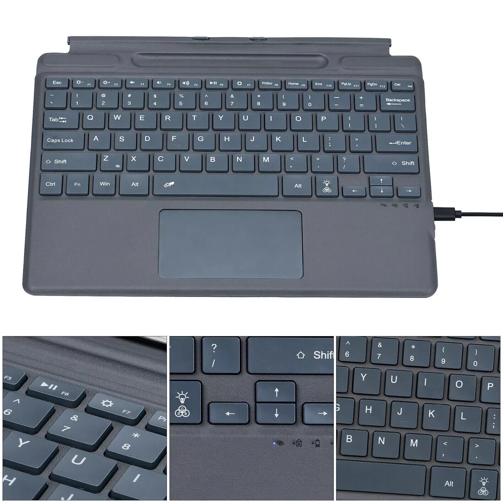 Backlit Wireless Slim Keyboard Touchpad for Microsoft Surface Pro 8/9/X/10/11