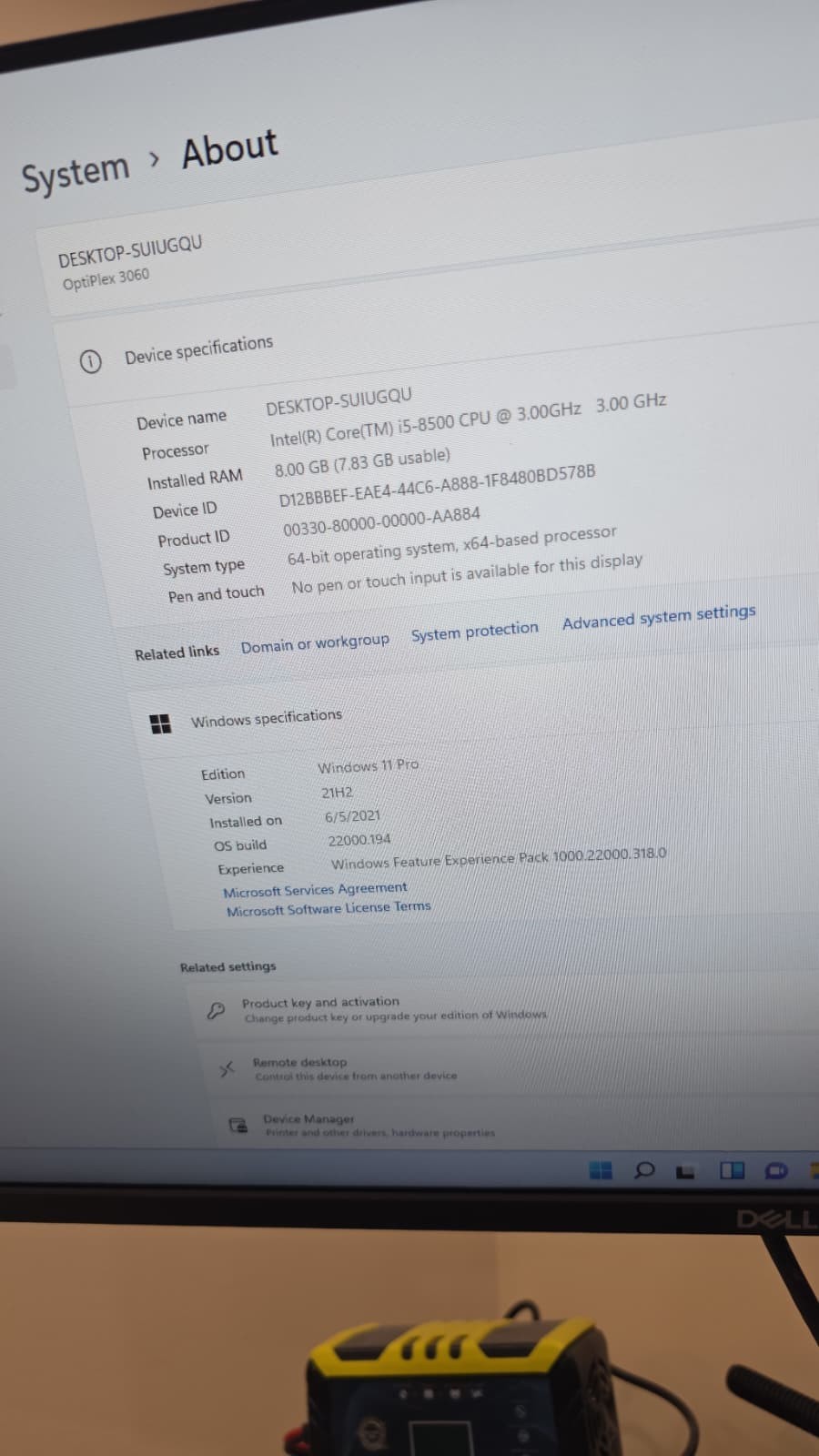 Dell OptiPlex 3060 SFF i5-8500T 8GB RAM 256GB NVMe SSD Win11 Pro WIFI