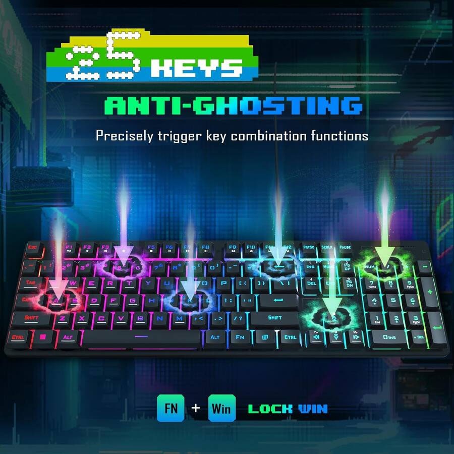REDRAGON S107-RGB-BA Gaming Keyboard+Mouse Combo,RGB Backlit Keyboard,10000DPI