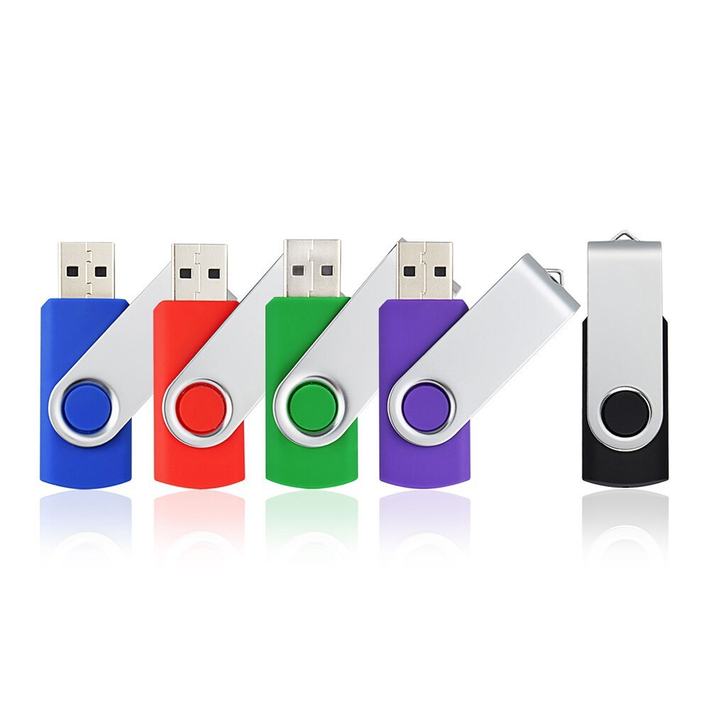 5 Pack Rotating Swivel USB 2.0 Mini Flash Drive 1GB-32GB Blank Data Memory Stick