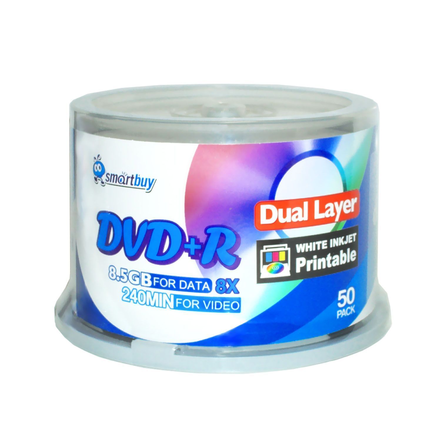 150-Pack SmartBuy White Inkjet Hub Printable DVD+R DL 8x Dual Layer Record Disc