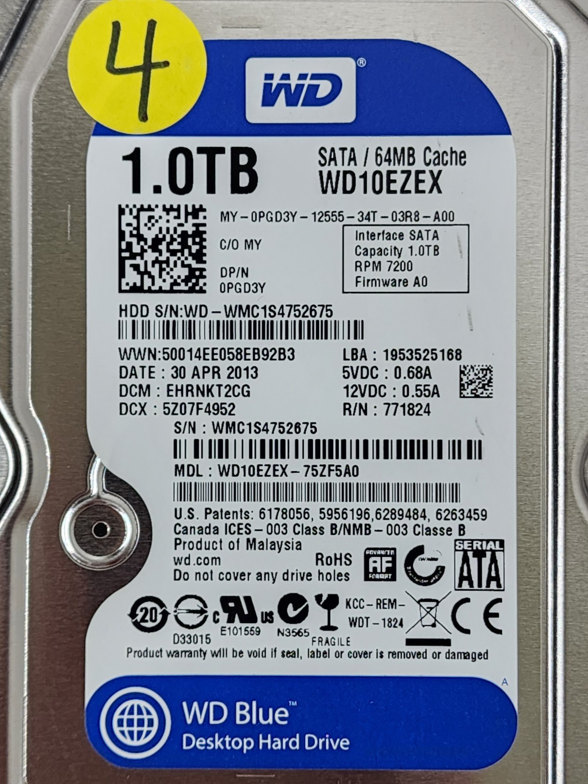 Lot of 16 Seagate/Western Digital 1TB 2TB 4TB 7200RPM SATA 3.5″ Hard Drive HDD