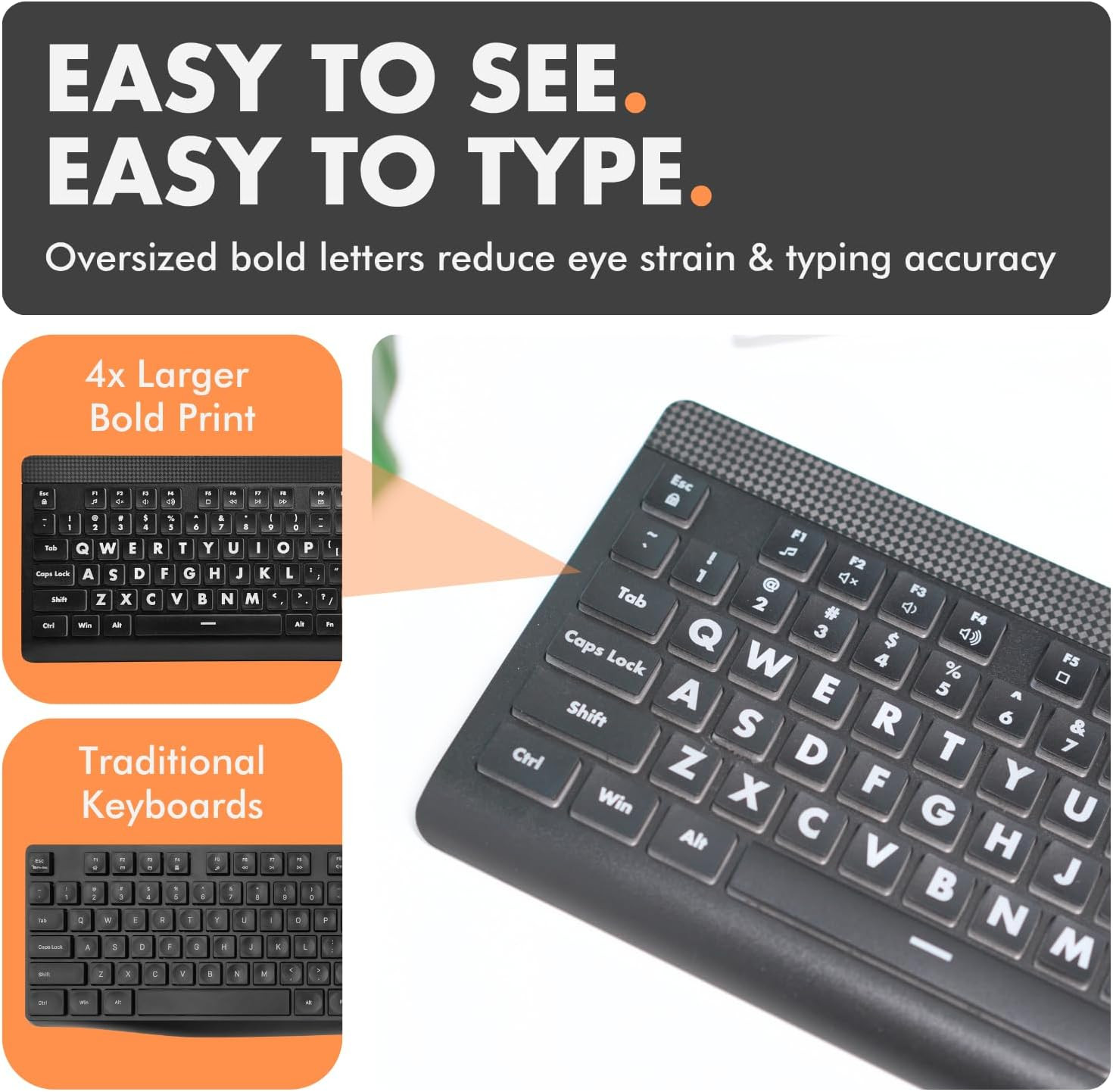 X9 Large Print Backlit Keyboard Big Letters LED USB Wired PC Laptop