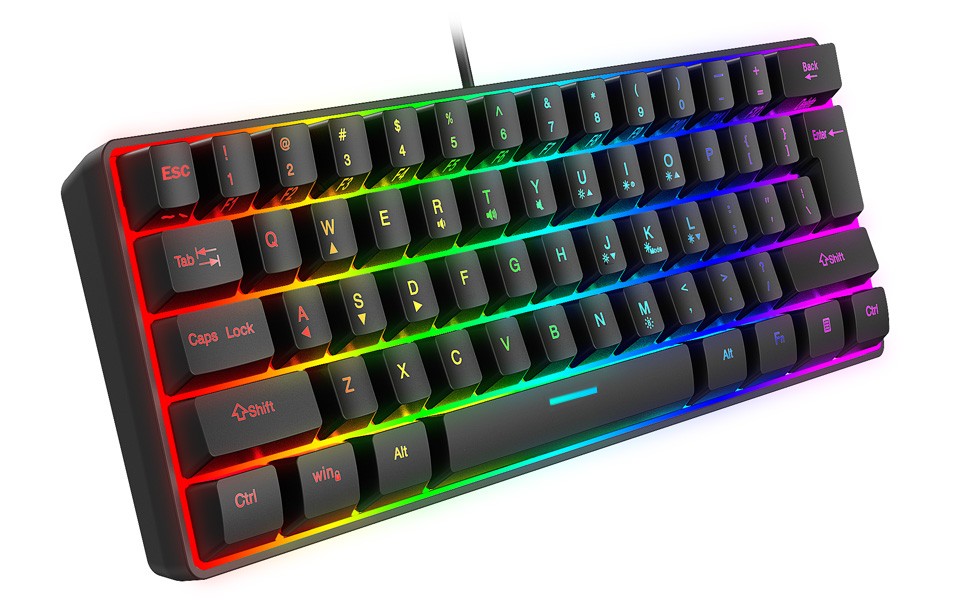 Snpurdiri 60% Wired Gaming Keyboard, RGB Backlit Ultra-Compact Mini Keyboard