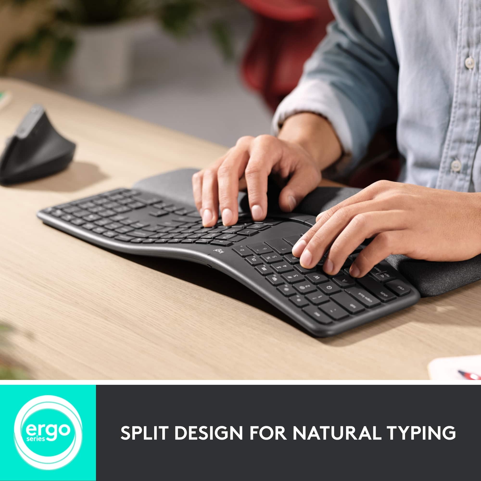 Logitech – ERGO K860 Ergonomic Wireless Keyboard for Windows and Mac with Palm