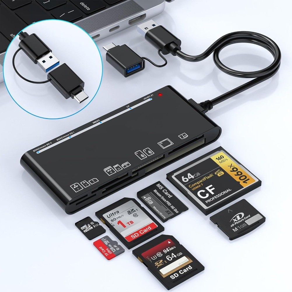 USB 3.0 Card Reader 7 in 1 5Gbps Super Speed Multi Memory Card Reader Adapter
