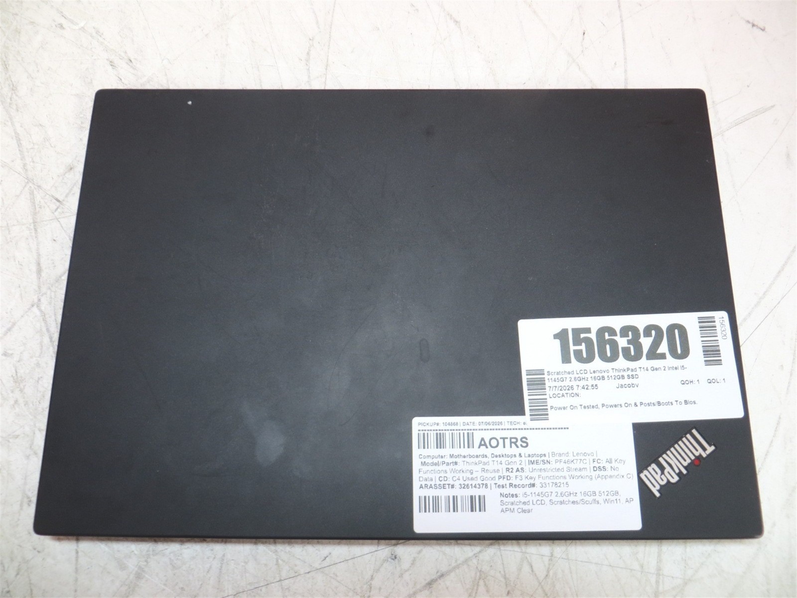 Scratched LCD Lenovo ThinkPad T14 Gen 2 Intel i5-1145G7 2.6GHz 16GB 512GB SSD