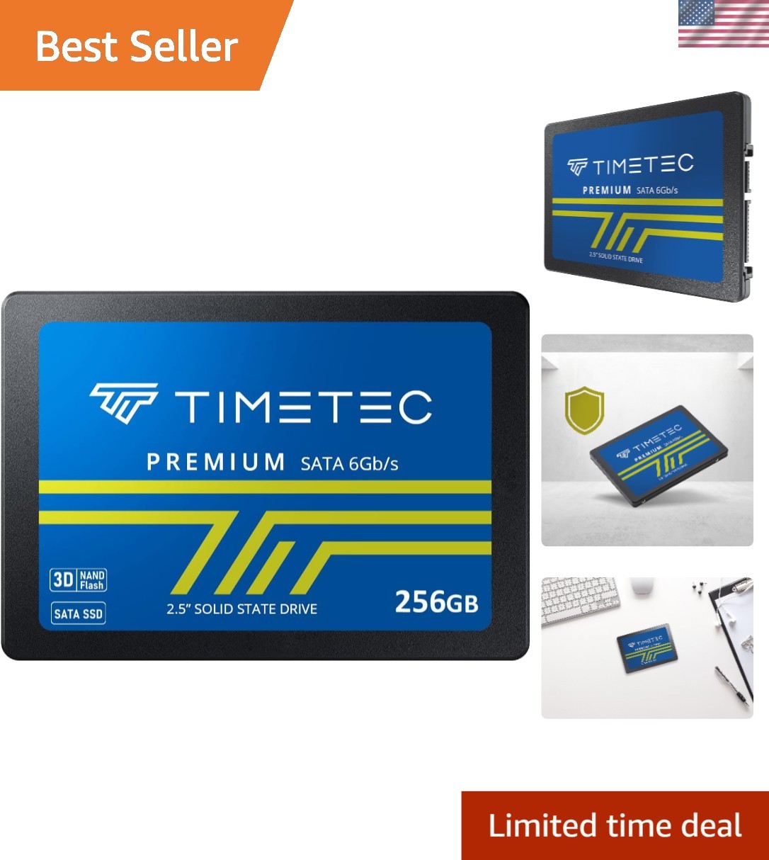 Ultra-Reliable 256GB 3D NAND SSD – 550MB/s Read Speed, 3- Included