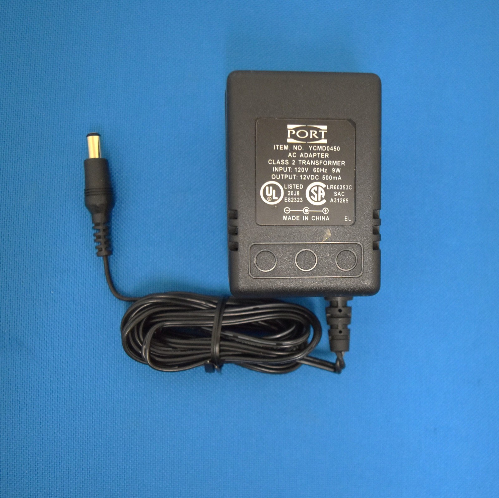 Port YCMD0450 Class 2 Transformer 9W input 120V-60Hz output 12VDC 500mA