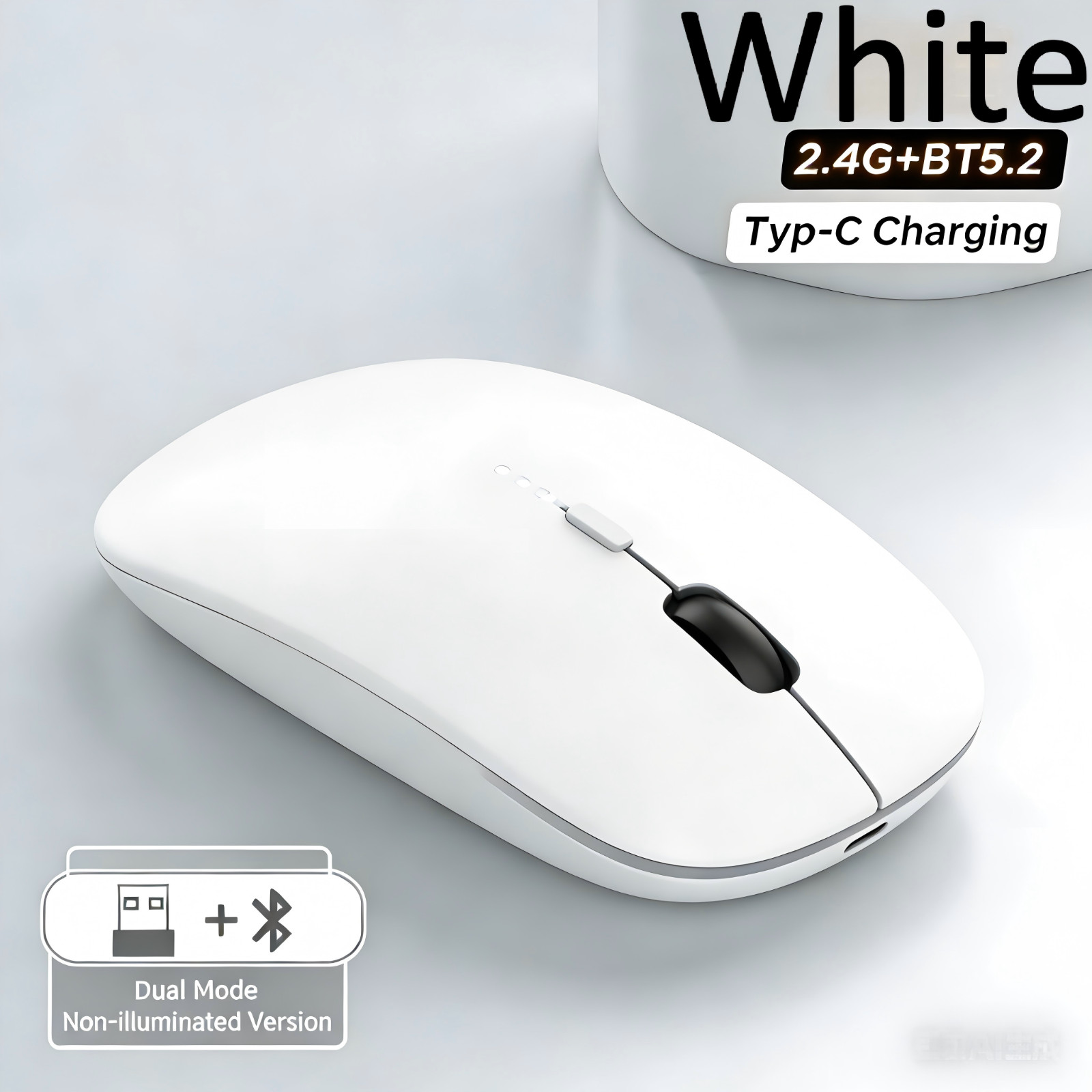 Rechargeable Silent Wireless Mouse | Dual Mode BT5.0+2.4G | For Dell HP MAC PC