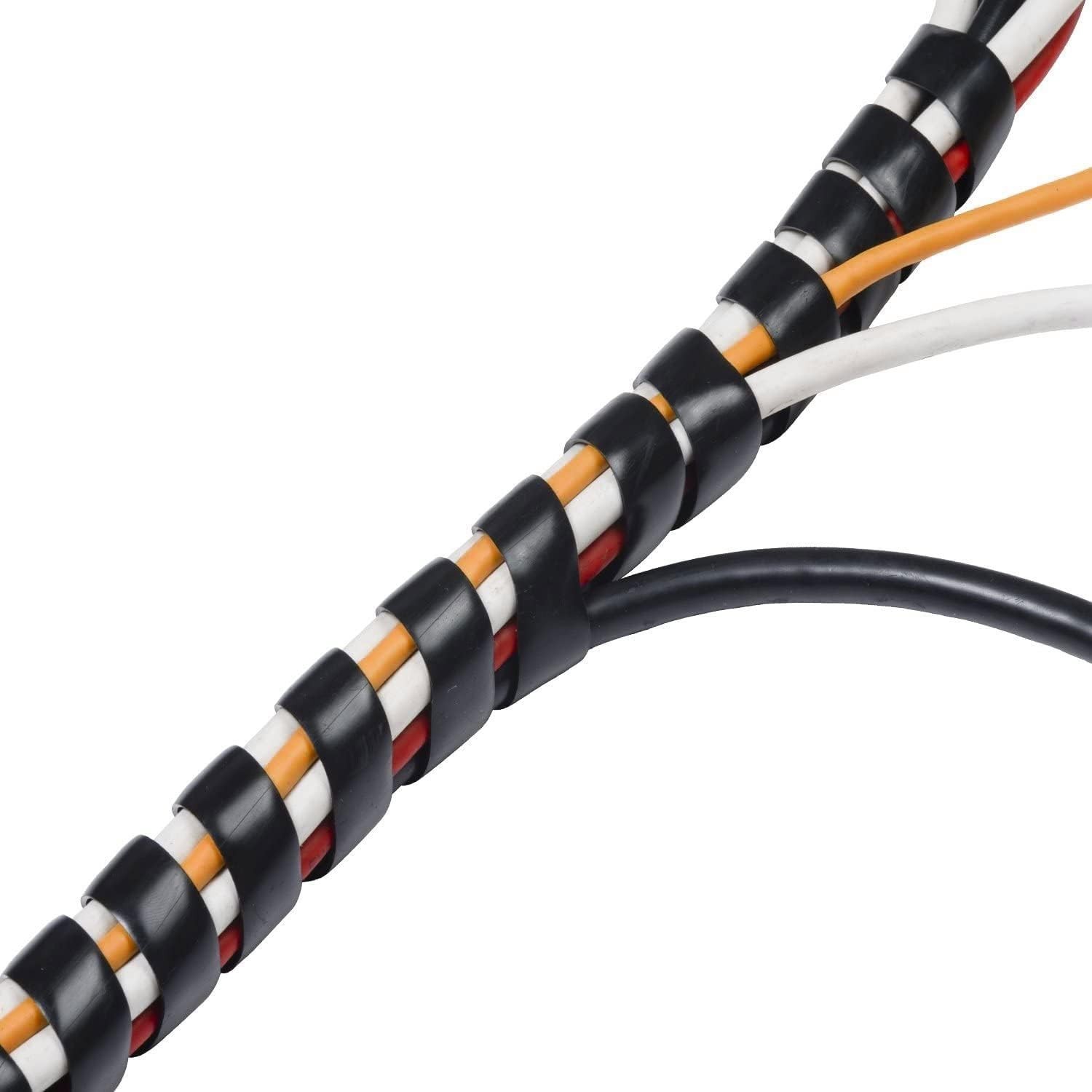20 Ft Spiral Cable Wrap 1/2″ Wire Cord Cover Bundle Sleeve Hose Management Black