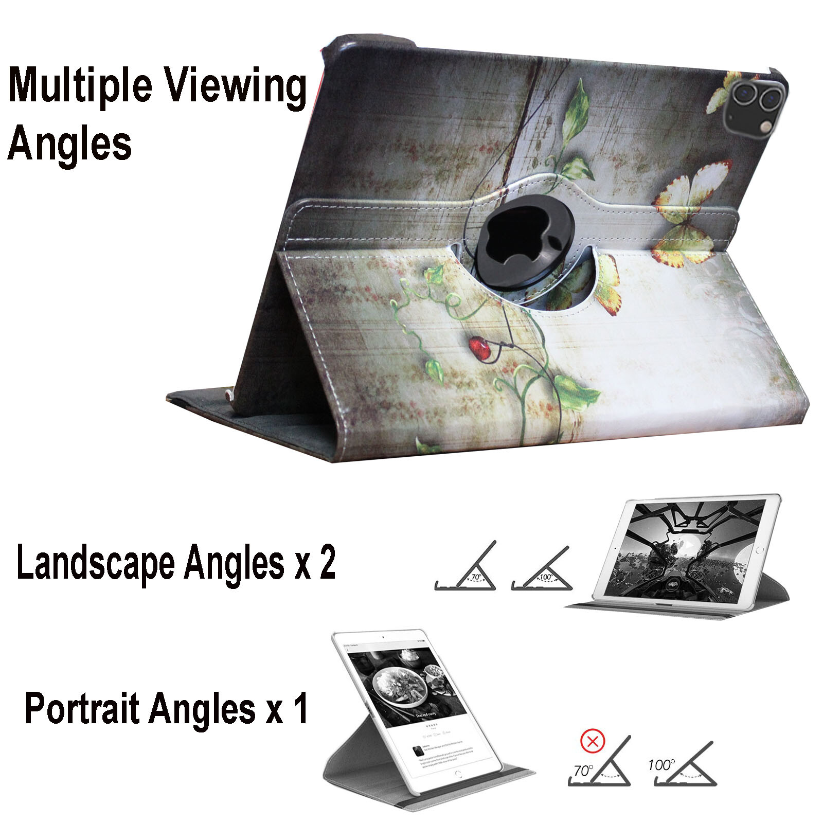 For iPad Pro 12.9 6th 5th 4th 3rd Generation Case Smart 360 Rotating Cover Stand