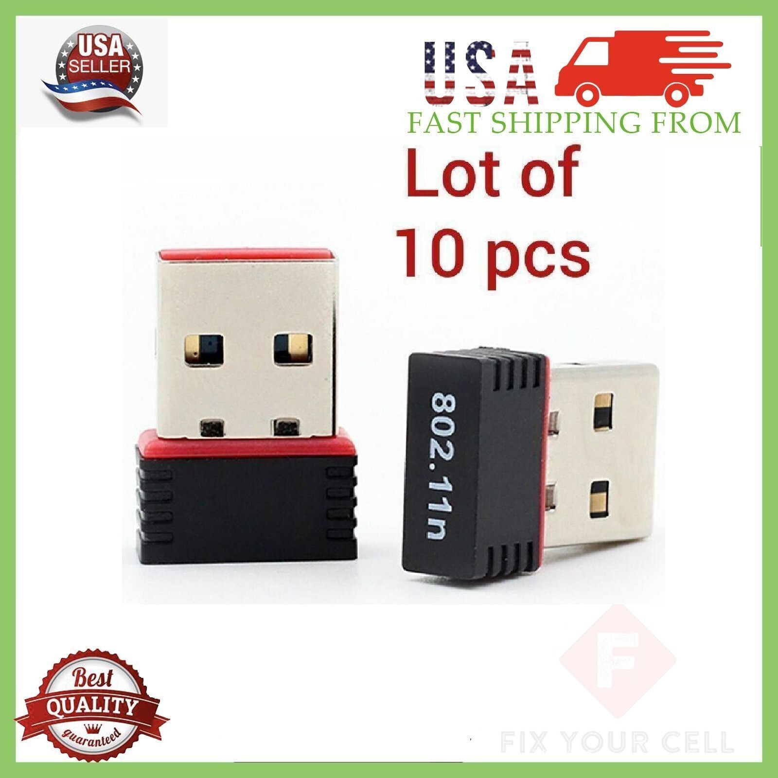 Lot of 10 Mini USB WiFi WLAN Wireless Network Adapter 802.11 Dongle RTL8188 WIN