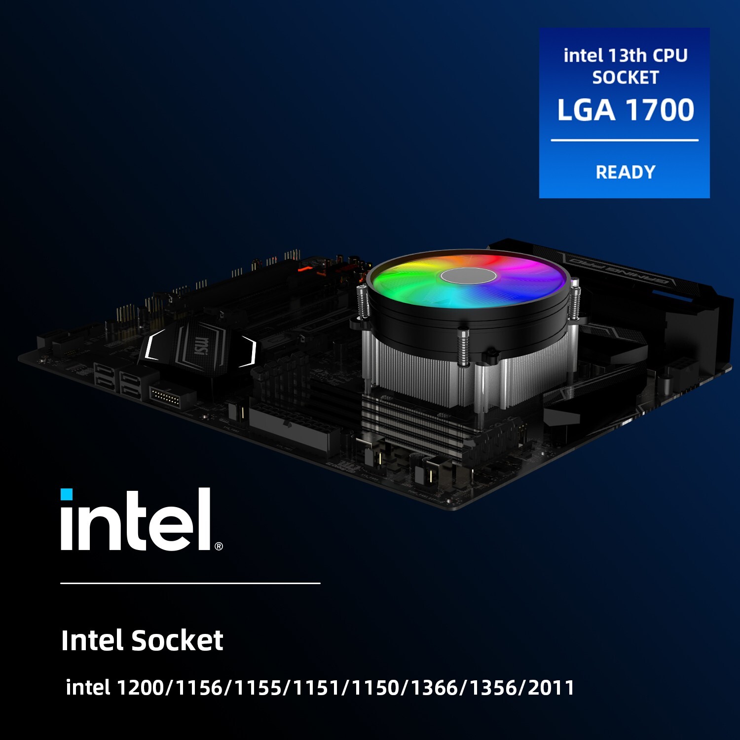 80mm RGB CPU Cooler PC Computer Silent Fan with Heatsink for Intel & AMD System