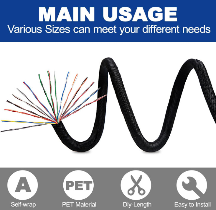 Manga trenzada cables 25ft 1/2″ alta temperatura protector automotriz y hogar. N