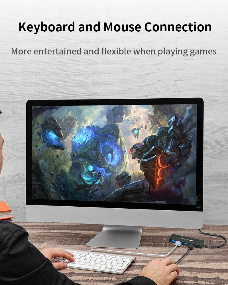 Acasis 4 Port USB 2.0 Hub Splitter Multi Adapter 5Gbps High Speed Desktop Laptop