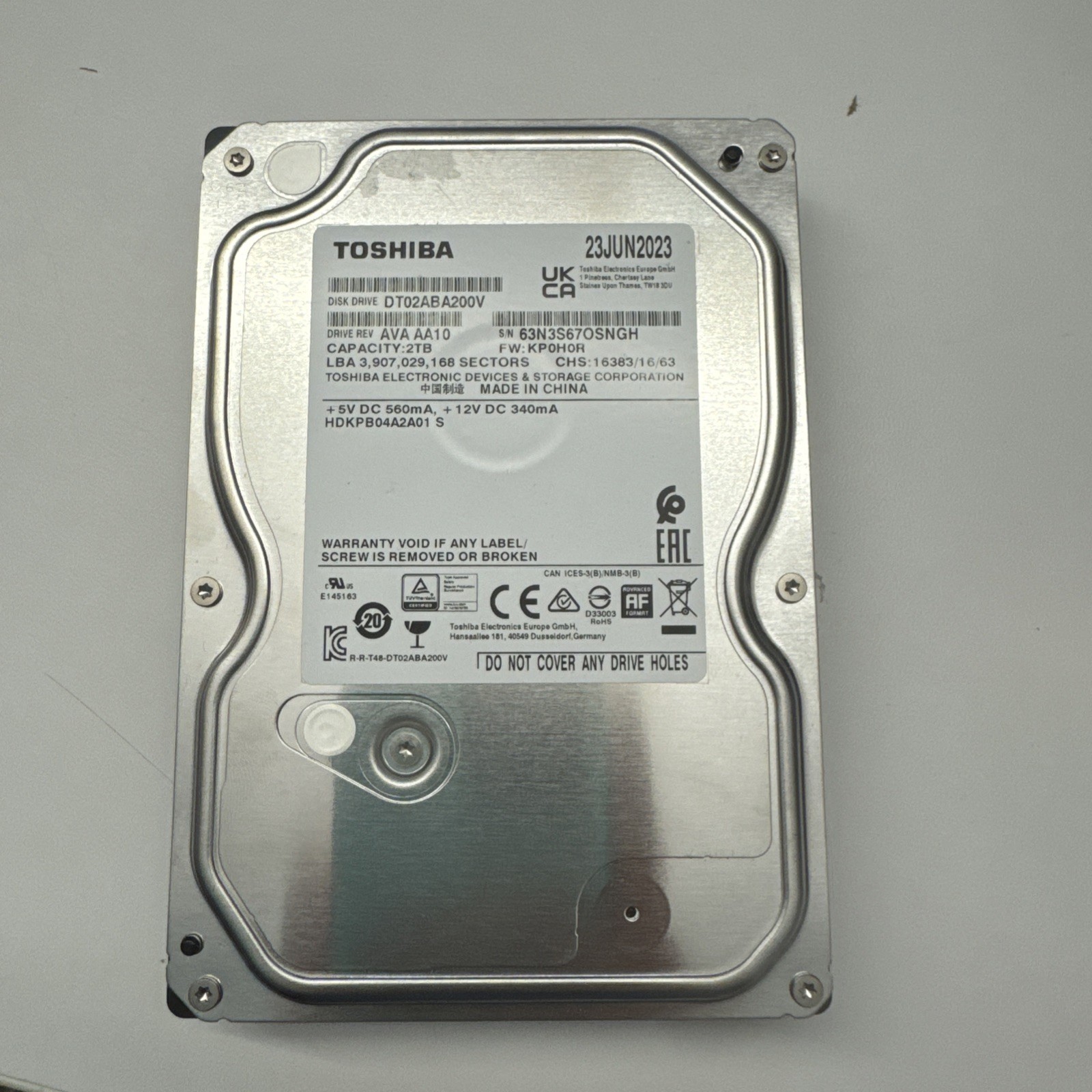 Toshiba 2TB Internal 3.5″ HDD (DT02ABA200V)
