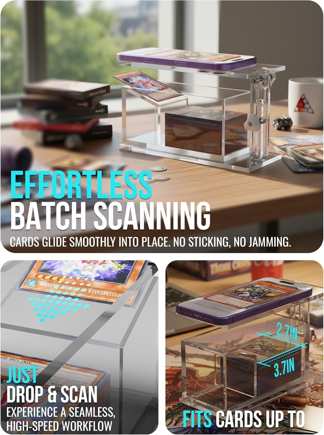 Adjustable Height Trading Card Scanner Stand for MTG & TCG Card Scanner Desk