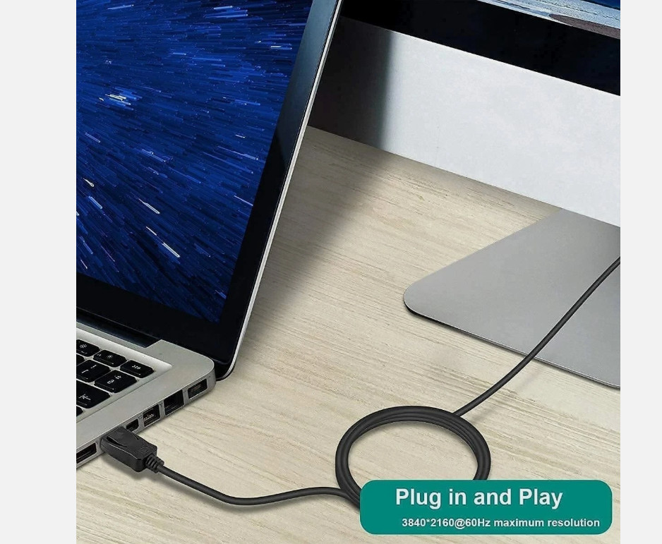 6FT DisplayPort Cable Male to Male, 4K High Definition DP Cord with Latches