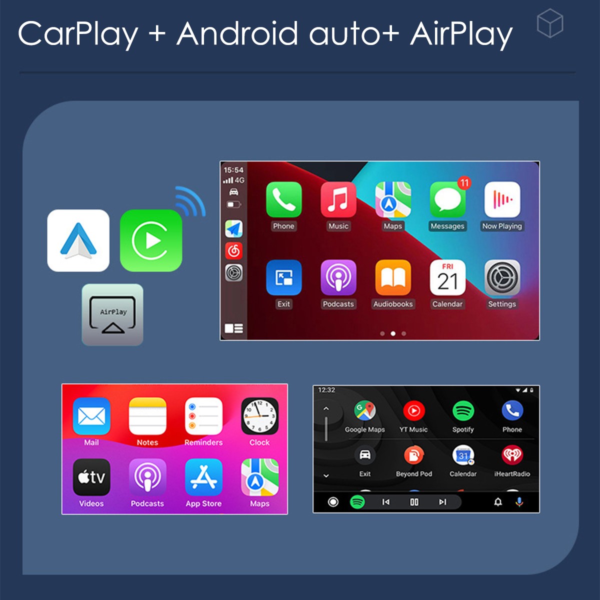 2026 Mini Carplay Adapter 3IN1 Wireless Carplay & Android Auto & Mirror Link