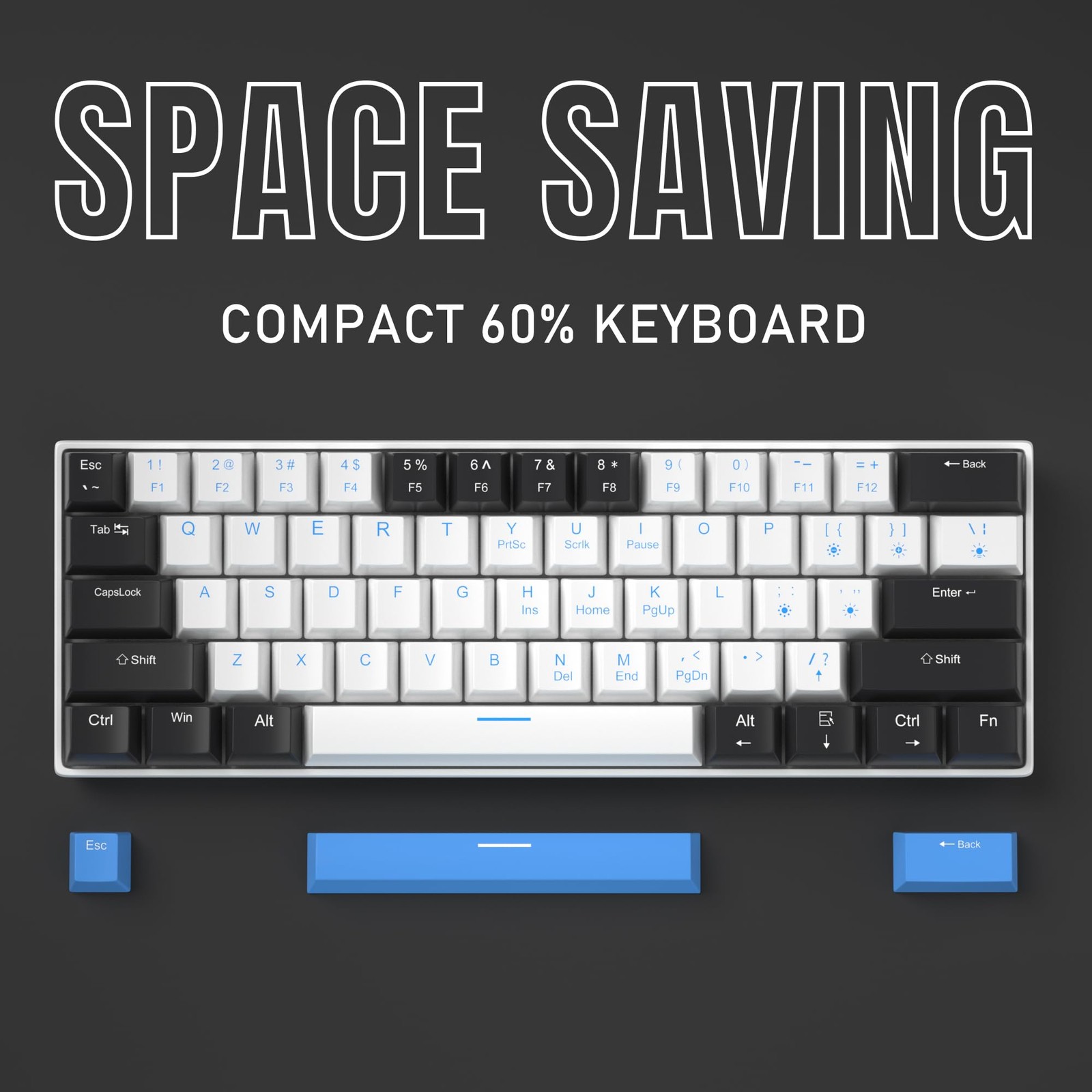 60% Mechanical Gaming Keyboard,Mixed Color Keycaps Gaming Keyboard with Brown…
