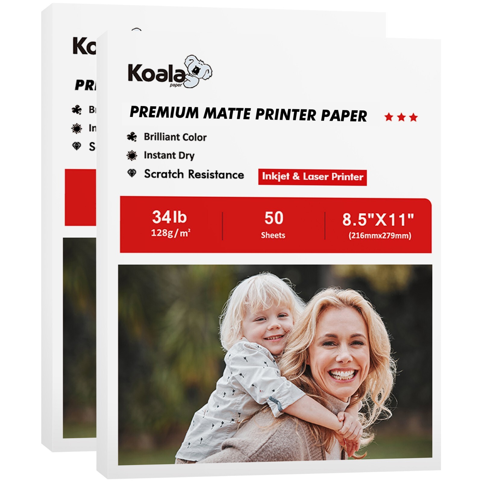Koala Matte Photo Printer Paper 8.5×11 34lb Presentation 100 Sheets Inkjet Laser