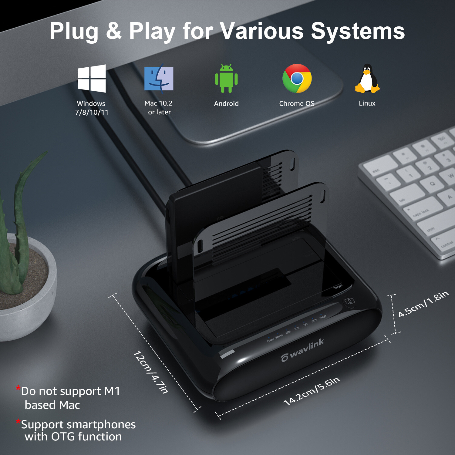 WAVLINK USB 3.0 SATA HDD SSD Docking Station Offline Clone 2.5″/3.5″ Hard Drive