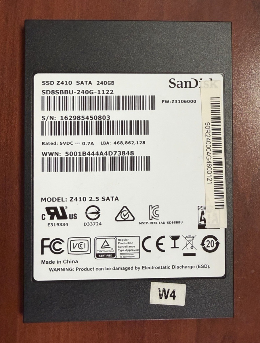 240GB SSD 2.5″ 7mm SATA 6Gb/s SanDisk Z410 SD8SBBU-240G-1122 Tested Good